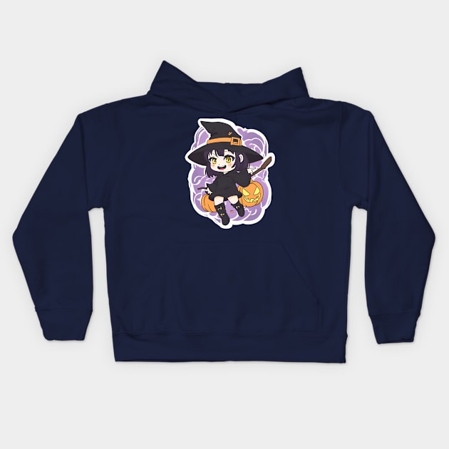 Witchcraft anime characters Chibi style of the Halloween season Kids Hoodie by Whisky1111